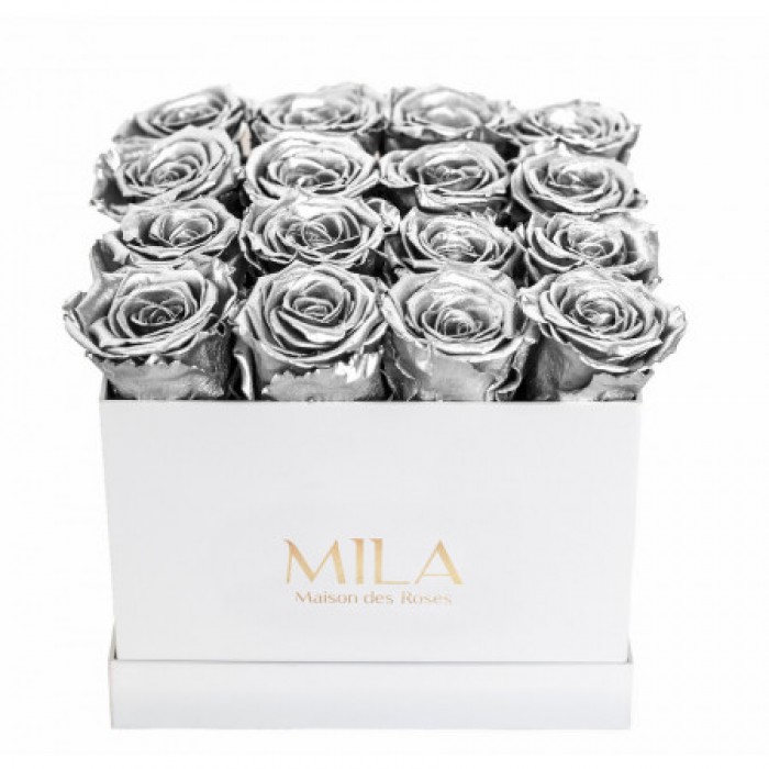 Mila Classic Medium White - Metallic Silver