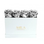  Mila-Roses-00347 Mila Classic Mini Table White - Metallic Silver