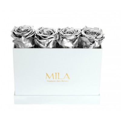 Produit Mila-Roses-00347 Mila Classic Mini Table White - Metallic Silver