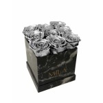  Mila-Roses-00420 Mila Acrylic Black Marble - Metallic Silver