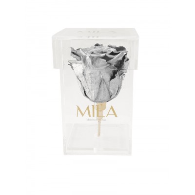 Produit Mila-Roses-00467 Mila Acrylic Single Stem - Metallic Silver