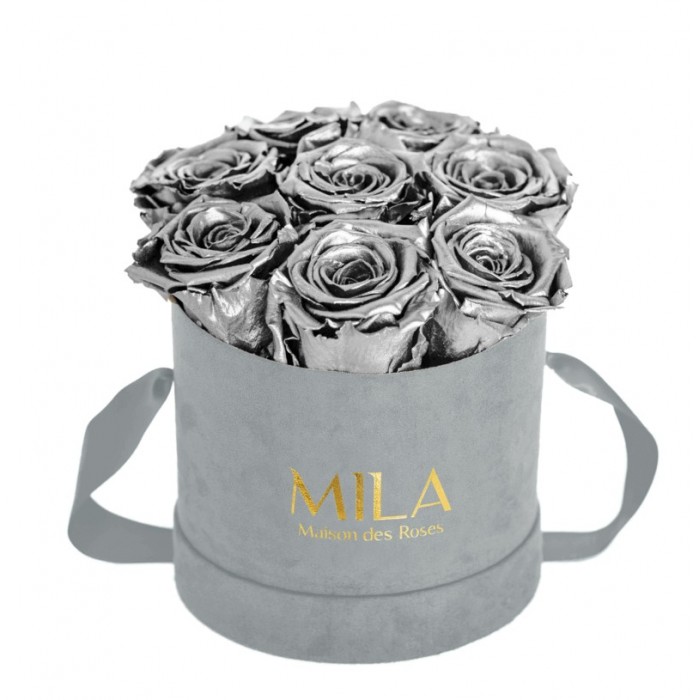 Mila Velvet Small Light Grey Velvet Small - Metallic Silver