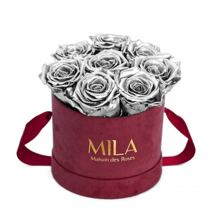 Mila Velvet Small Burgundy Velvet Small - Metallic Silver