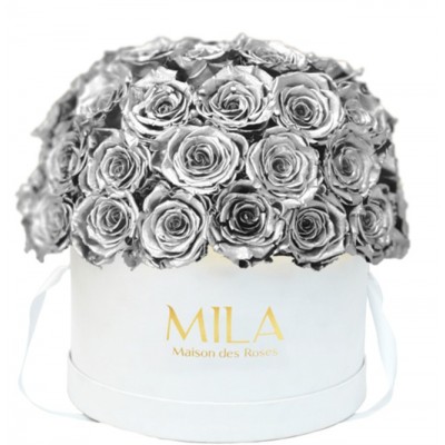 Produit Mila-Roses-01562 Mila Classique Large Dome White - Metallic Silver