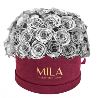 Produit Mila-Roses-01616 Mila Classique Large Dome Burgundy - Metallic Silver